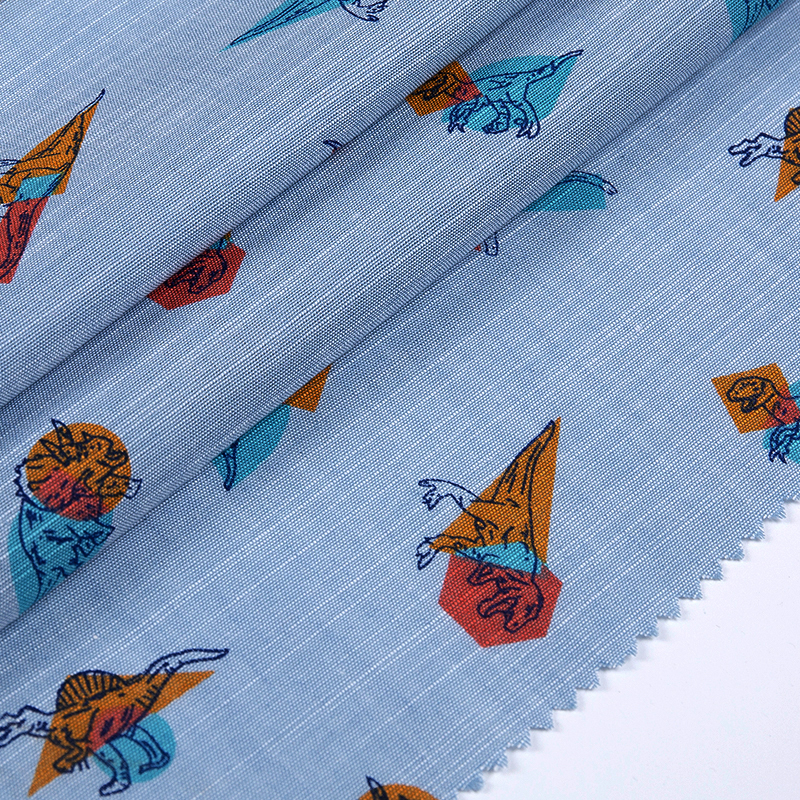 Polyester and cotton bamboo printed dinosaur fabric