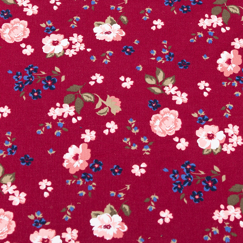 Non-stretch red background printing 21 corduroy fabric