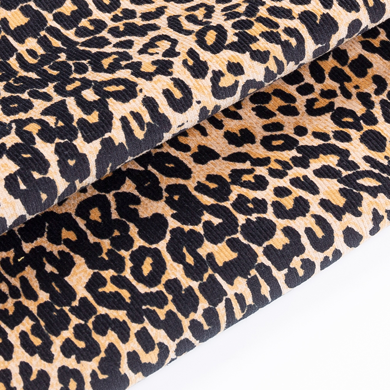 Cotton stretch leopard print 18 stretch corduroy fabric