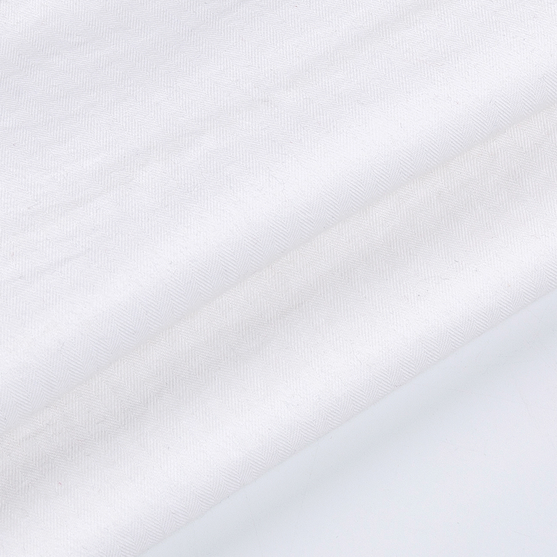 Cotton white air wash herringbone twill fabric